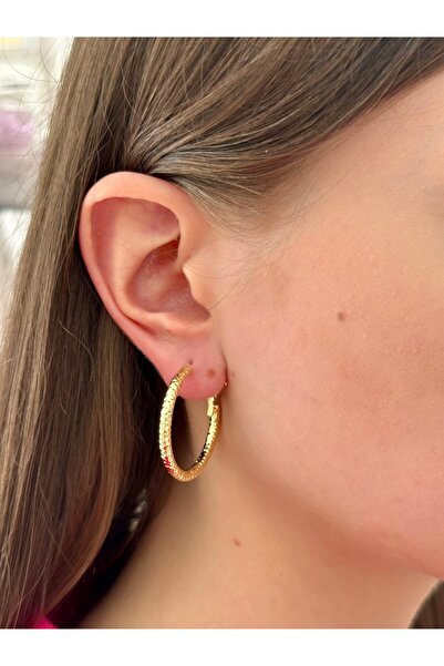 BY YASİN TOPÇU Kristal Dokulu Altın Halka Küpe