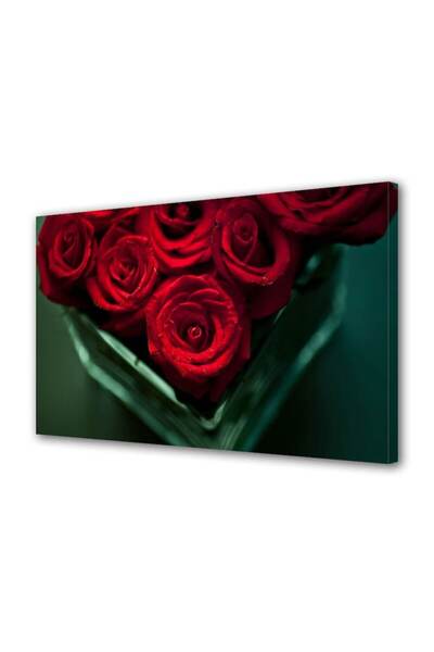 OEM Tablou decorativ, de perete, cu rama din lemn, 33cm x 24cm,cu flori1718