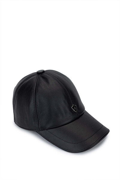 Tamer Tanca قبعة سوداء من الجلد الطبيعي للرجال