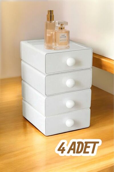 Bayev Mery 4-Drawer White Desk Top Organizer - Jewelry and Cosmetic Box Office