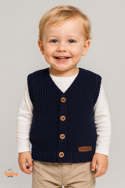 Trend Bebe Butik Erkek Çocuk & Bebek Selanik Örgü Düğmeli Triko Yelek 1-2-3-4 Yaş | Baharlık & Kışlık Hırka Yelek