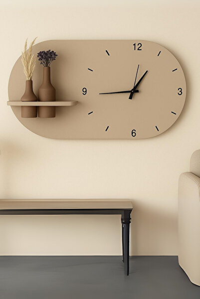 Clock Modern Tasarım Raflı Nera Duvar Saati 75x45