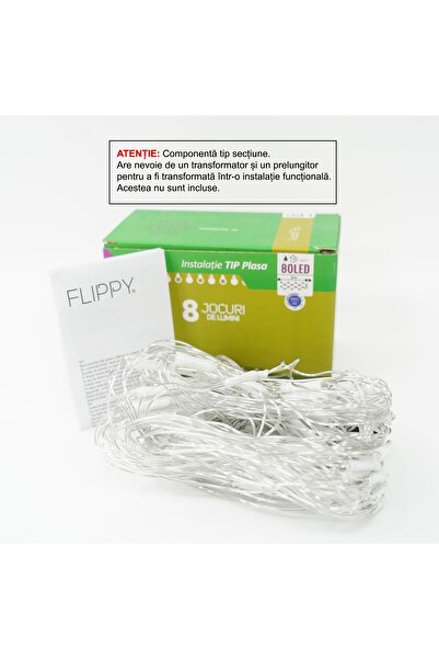 Flippy Secțiune de instalare, tip plasă, 80 LED-uri, 2 m x 1 m, 8 efecte, sâr...