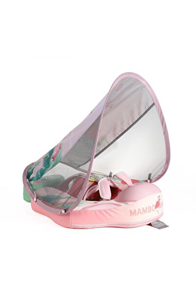 Mambobaby Yüzme Simidi - Pembe Flamingo, Emniyetli, Gölgelikli ve Ayak Destekli