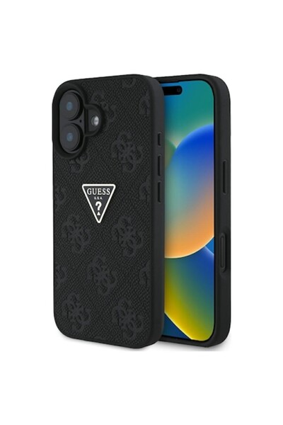 Stef's Cat Θήκη για iPhone 16, Δερμάτινη θήκη Hot Stamp 4G με μοτίβο τριγωνικ...