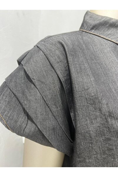 DISHI FASHİON Denim Polo Yaka Elbise Büyük Beden