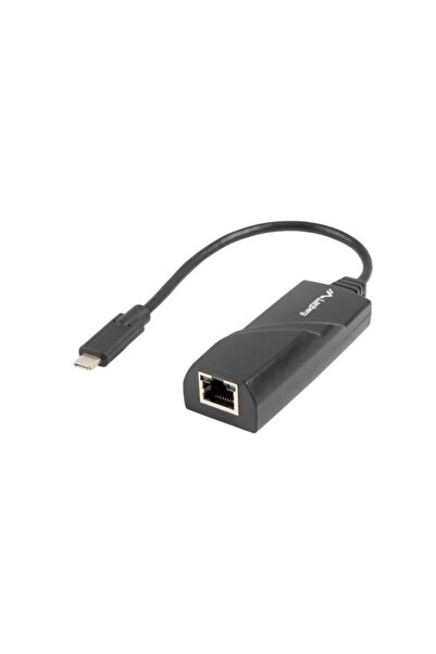 OEM Adaptor LAN Gigabit Lanberg USB 3.1 Tip C la RJ45 Ethernet 1000Mbps, 15 cm, Negru