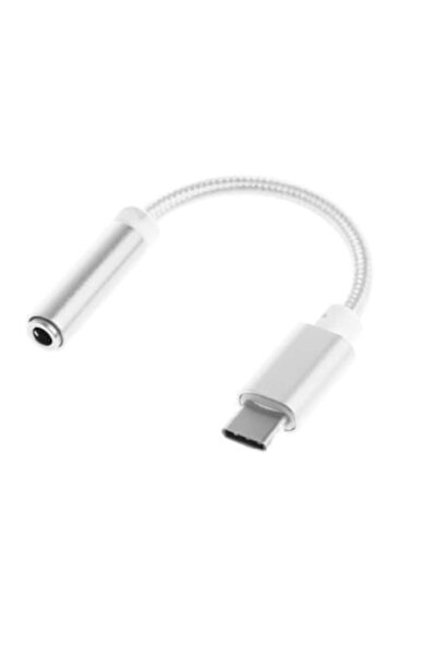 OEM Adaptor audio argintiu cu conector Type-C și jack de 3,5 mm, 10 cm