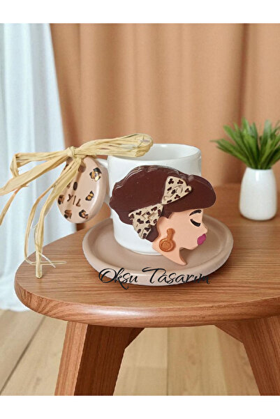 oksukokulutaş Leopard Print Girl Turkish Coffee Cup