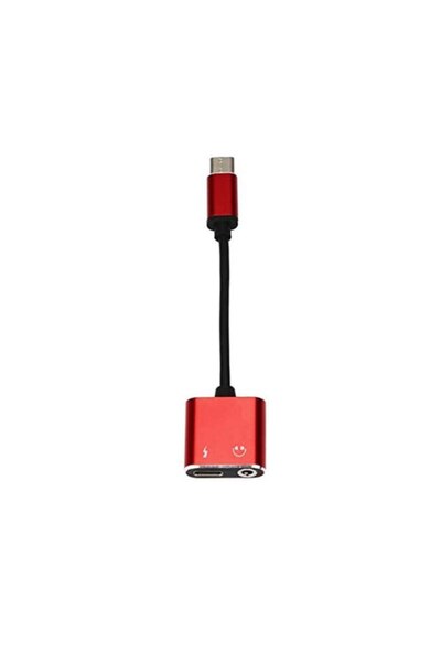 OEM Adaptor USB tip C 2 în 1, căști și încărcător, roșu