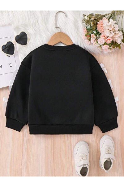 MORNİNG KİDS Дівчачий чорний светр з коміром-стійкою, рукавами з бантами та шардоном