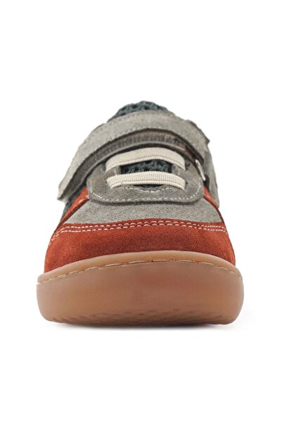 Rakerplus Bob Genuine Leather Gray Green Barefoot Velcro Elastic Baby Sneaker Shoes