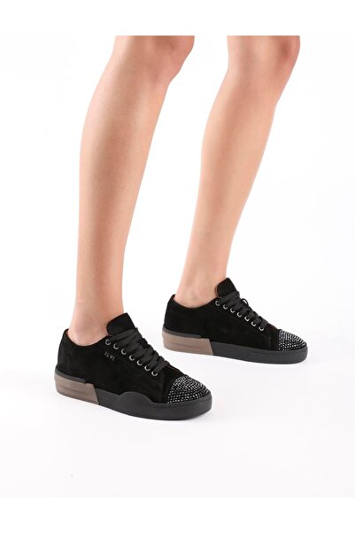 İLVİ Desma Hakiki Süet Deri Siyah Kadın Spor Ayakkabı