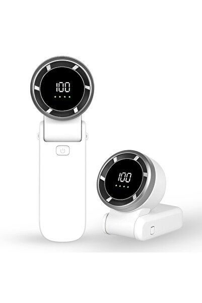 Stef's Cat Portable Fan with Battery and Digital Display, 5000mAh, H61, Silicone, White