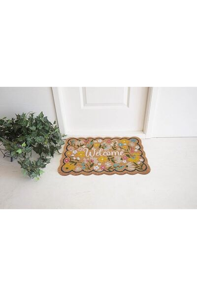 ORCHID WELCOME PRINTED SHAPE DOOR MAT 45X75 CM
