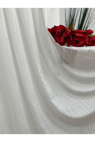 Liz Line Plain linen curtain, white color, with drapery, from the "Suave" collection by - PD036