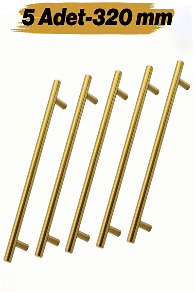 NZB Mobilya Kulp Mutfak Dolap Çekmece Dolabı Kapak Kulpları Kulbu Gold Altın 320 mm 32 cm Metal (5 Adet)