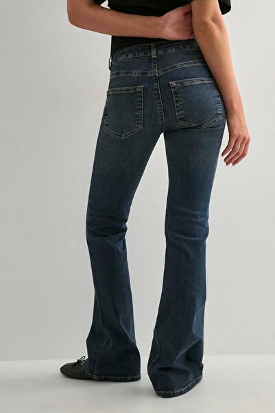 VibeGaia Women's High Waist Button Detailed Bootcut Jeans - Light Blue