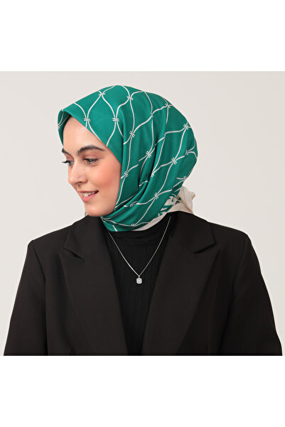 ipekistanbul Eșarfă din mătase de bumbac - Model Wave - Verde smarald