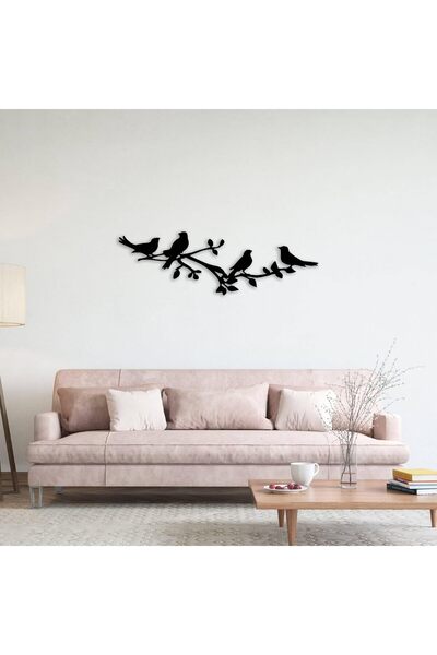 Slasa Acrylic Wall Art Inspired by Nature - Birds on a Tree Branch, Black, 18...