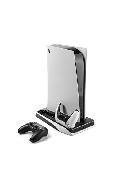Danex Flexi PS5 Stand with Charging, Cooling, Game Storage, 2x USB (B46, Lexgard, Deep Dark)