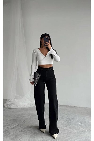 OurStyles New Season High Belt Wi̇de Leg Palazzo Women's Jean Pants
