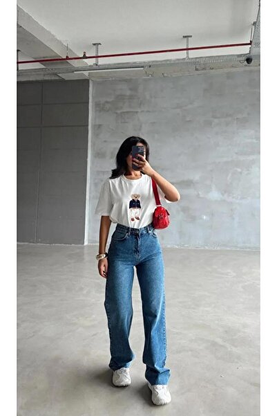OurStyles New Season High Belt Wi̇de Leg Palazzo Women's Jean Pants