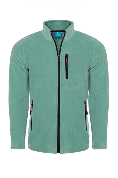 COMBİNE MİCHAİL Erkek Fermuarlı Kışlık Bol Çağla Polar Ceket