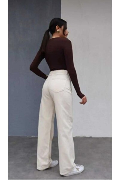 OurStyles New Season High Belt Wi̇de Leg Palazzo Women's Jean Pants