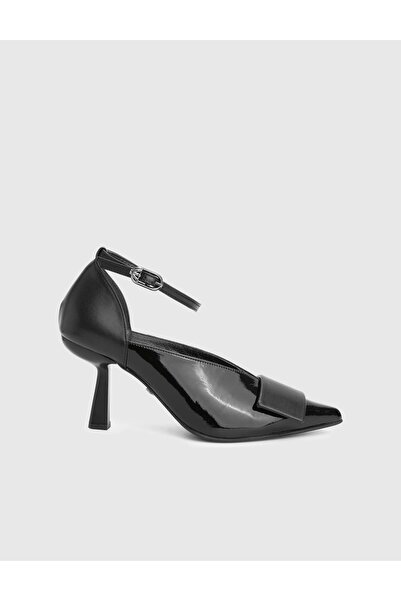 İLVİ Laluz Genuine Patent Leather Black Women's Heeled Shoes
