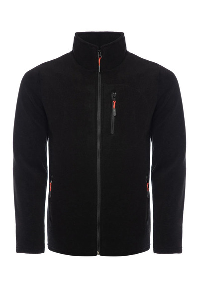 COMBİNE MİCHAİL Erkek Fermuarlı Kışlık Bol Siyah Polar Ceket