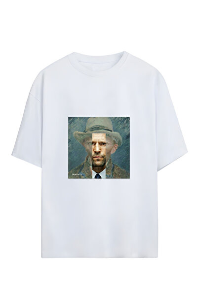 GraffTee تي شيرت جيسون ستاثام من القطن مقاس كبير للجنسين