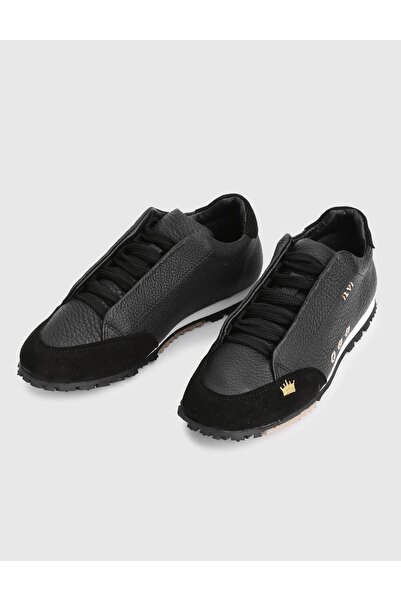 İLVİ Calisto Genuine Floter Leather Suede Black Women's Sports Shoes