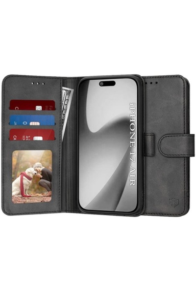 Stef's Cat Θήκη για iPhone 17 Air, Ημερολόγιο, V34, Οικολογικό δέρμα, Μαύρη