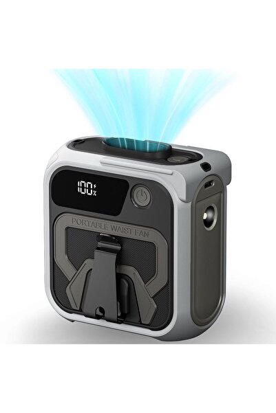 Stef's Cat Portable Fan with 10000mAh Battery, 5 Speeds, H77, Silicone, Gray