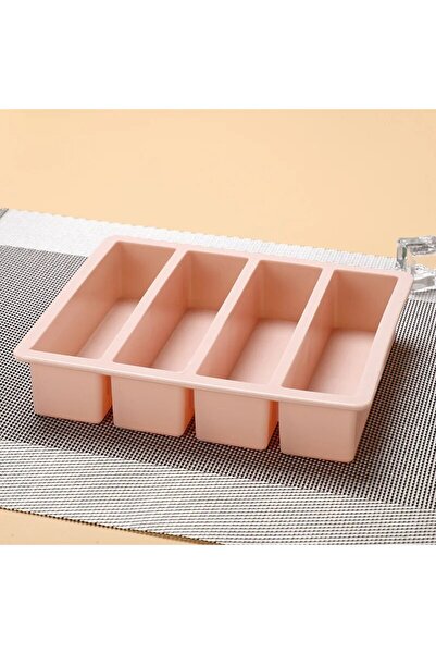 Choice3 Pink Long Strip Silicone 4 Grid Giant Silicone Ice Cubes Square Tray ...
