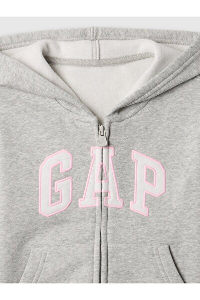 GAP Gray Baby Girl Gap Logo Zippered Cap Sweatshirt