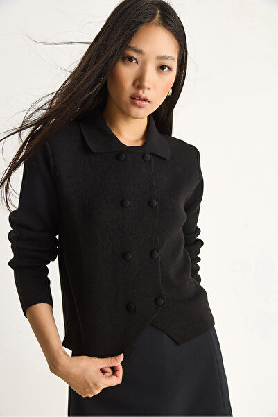 Bianco Lucci Women's Double Button Detailed Double Breasted Cardigan 20247590