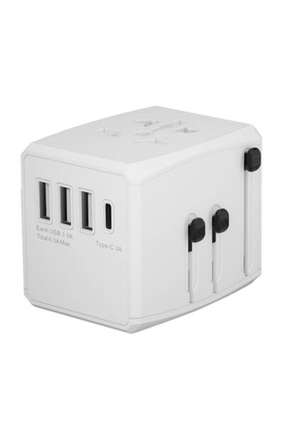 Stef's Cat PD30W Power Adapter, 3 x USB, Type-C, EU, UK, AUS, US, D48, Polycarbonate, White