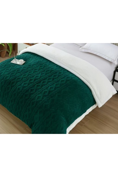 CHIRASO Pătură Cocolino cu Blăniță pe interior, Model Gofrat Tricotat, 200x230cm Moale și Calduroasă