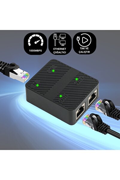 Polham 1000 Mbps Ethernet Çoğaltıcı | Tak ve Çalıştır Ağ Bölücü Adaptör, 1Gbp...
