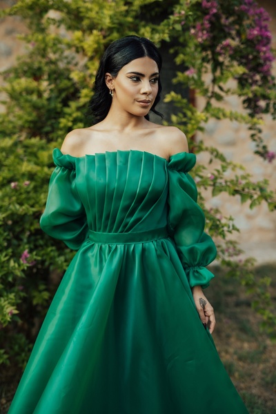 berissima bride Flavius Straplez Kloş Göğüs Drapeli Abiye Elbise