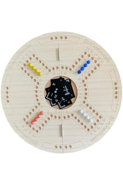 JackarooJoker Double-Sided Wooden Board Game for 4 and 6 Players