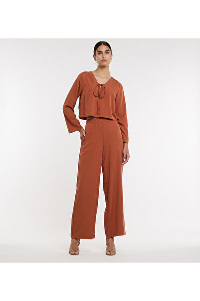 BCBG BROWN-WOMEN-WOVEN BLOUSE