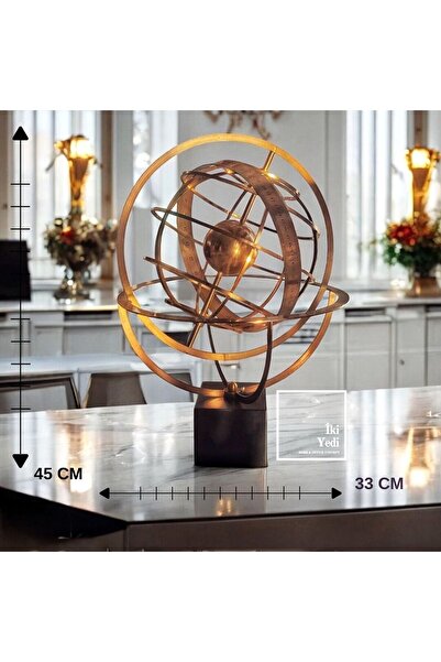 77 Verrazano Büyük Boy Dekoratif Metal Küre Armillary Küre Obje Ev ve Ofis Es...