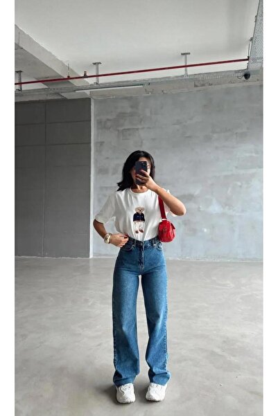 OurStyles New Season High Belt Wi̇de Leg Palazzo Women's Jean Pants