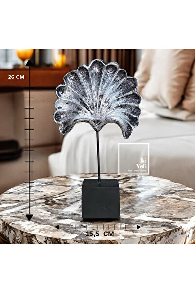77 Masche Ginkgo Yaprak Tasarımlı Dekoratif Obje Gümüş Renk Masaüstü Raf Süsü...
