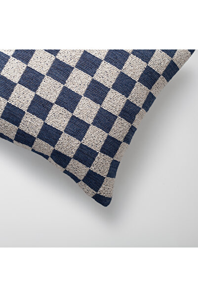 Fineroom Living " Mojo " - Linen Checkered Patterned Throw Pillow 45X45Cm (Includes Ic Pillow)