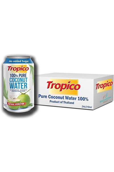 Tropico ماء جوز الهند التايلاندي النقي 100%، 310 مل، عبوة من 24