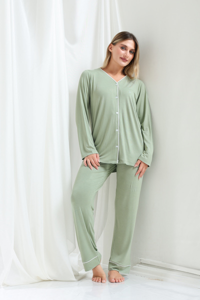 şuranur Women's Bamboo Fabric Pajama Set – Plus Size Options, Comfortable Fit, Stylish and Comfortable
